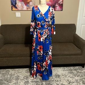 Blue floral Maxi Dress L